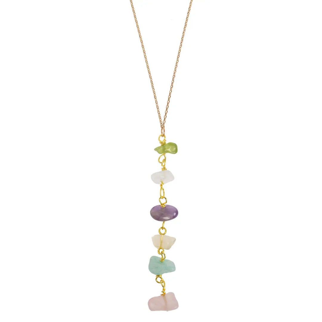 Larissa - Semi Precious Colorful Stones Lariat Necklace