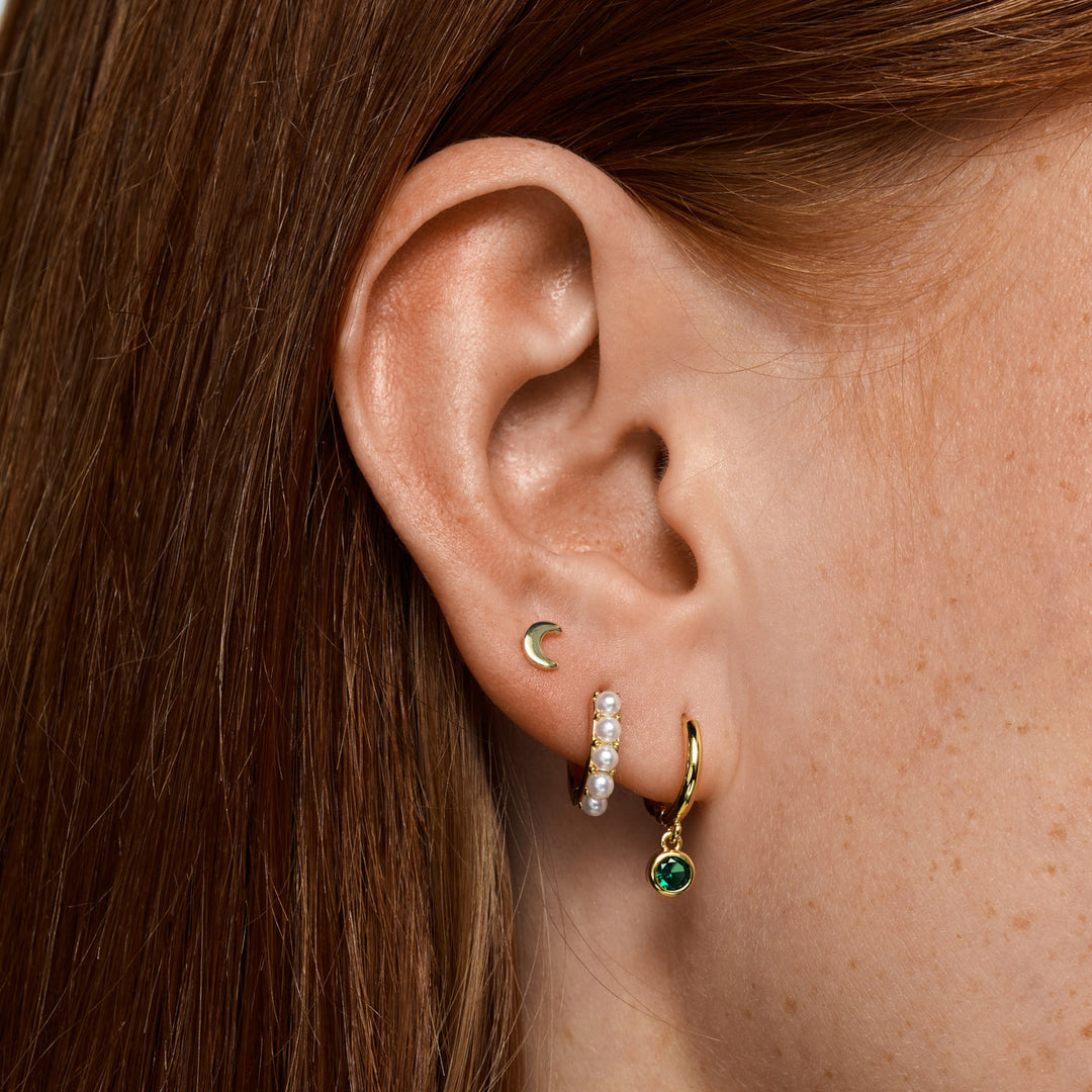 Brave - Green Crystal Hoop Earrings