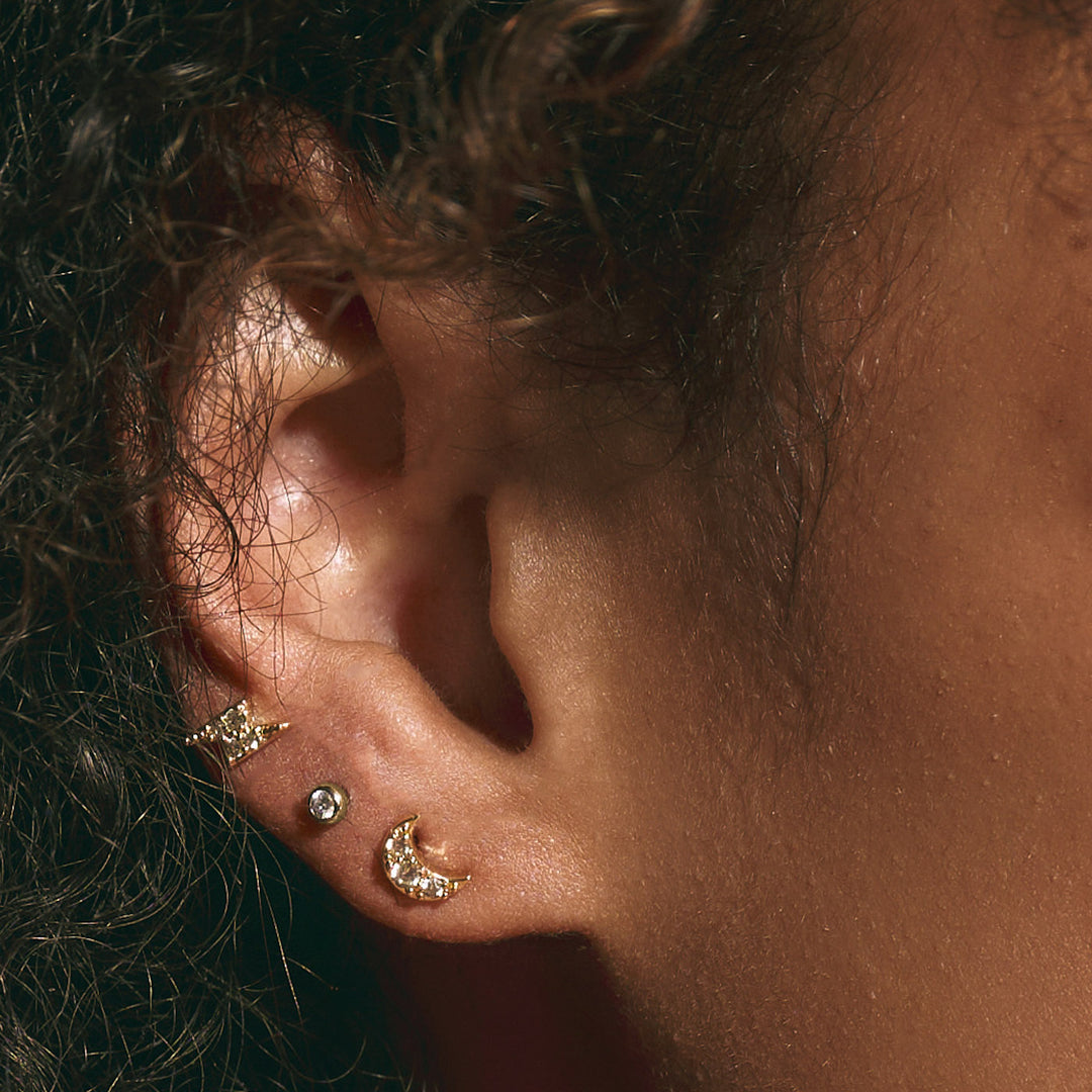 Joey - Crystal Moon Stud Earring