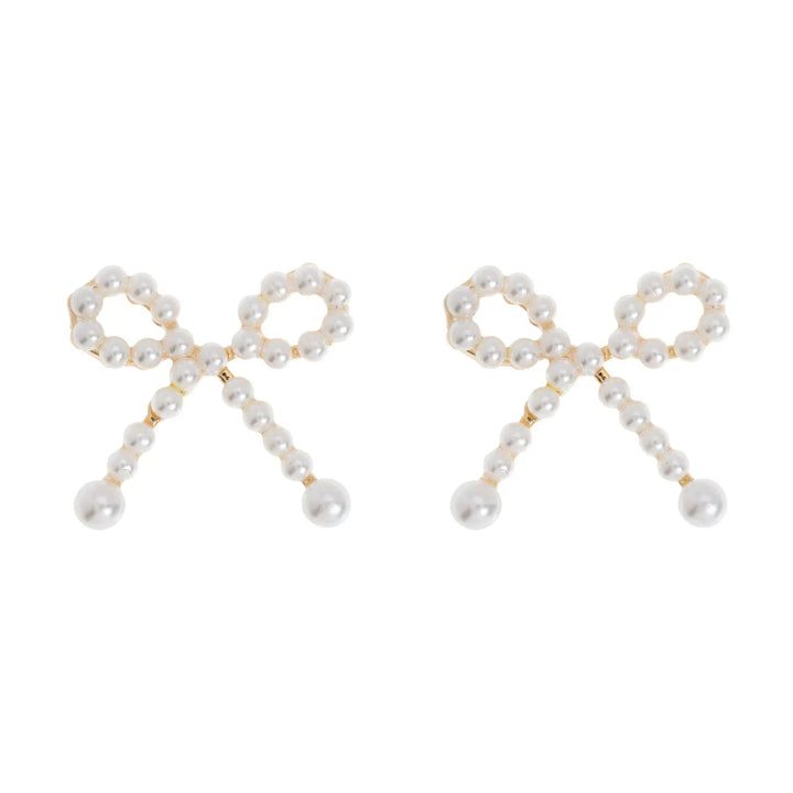 Juliette - Cute Pearl Bow Stud Earrings