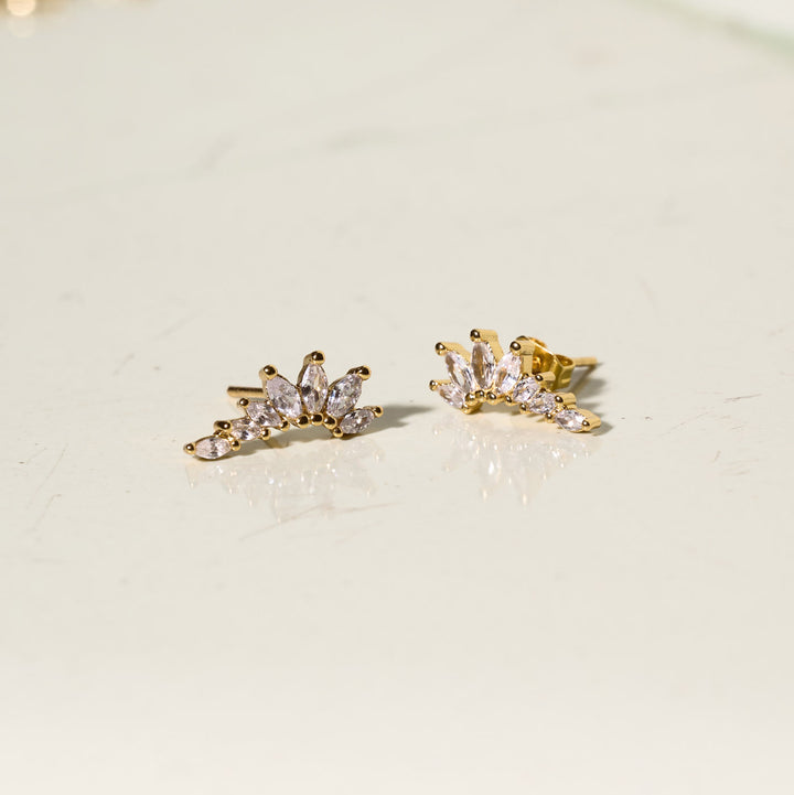 Zubi - Crystal Leaf Ear Climber Earrings