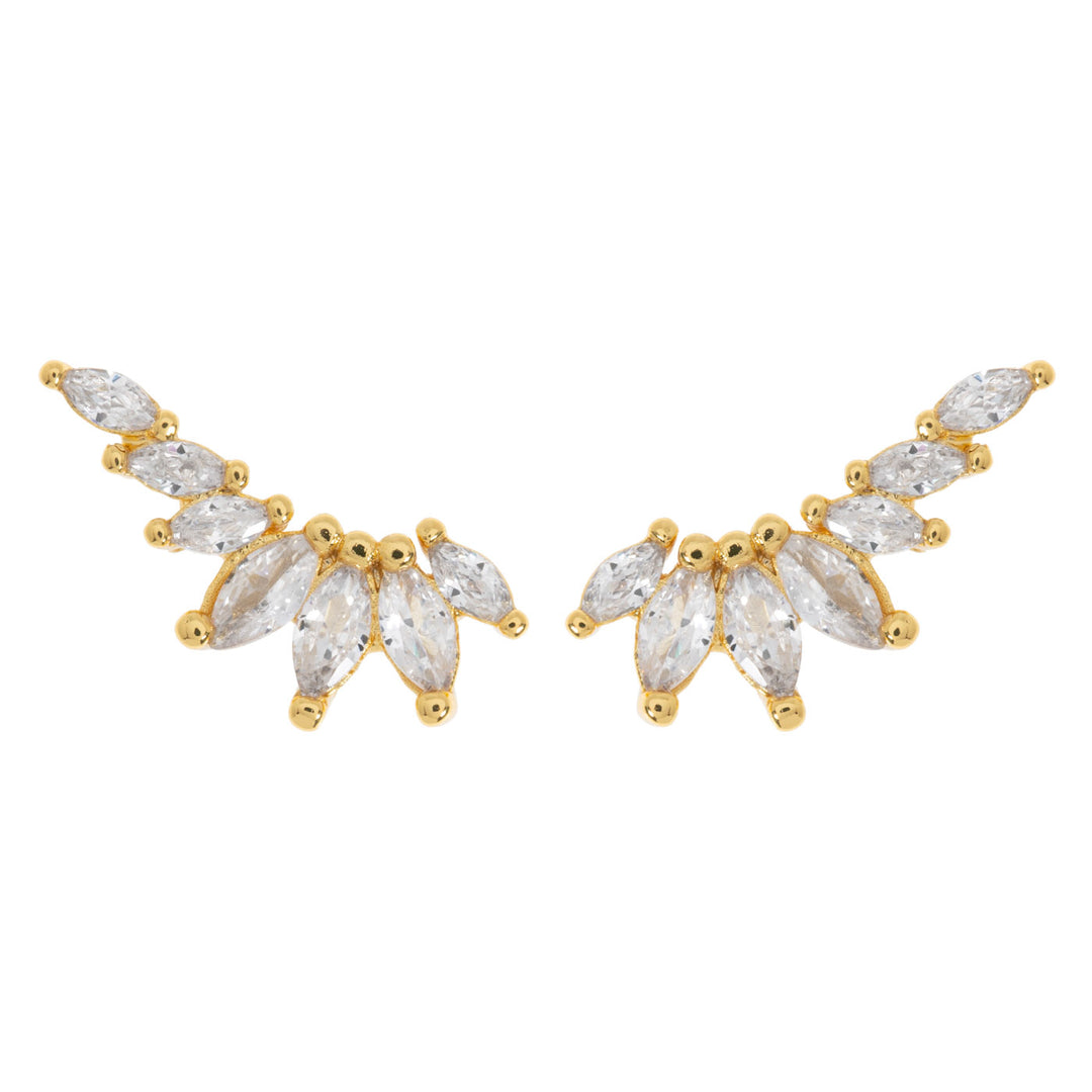 Zubi - Crystal Leaf Ear Climber Earrings