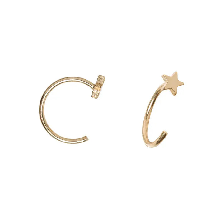 Pull through earrings with star Gold