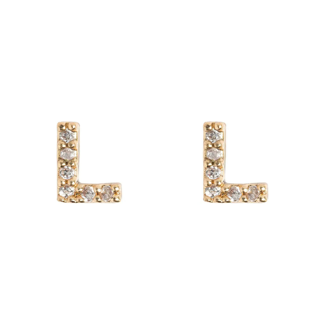 Petite chrystal letter stud earring L