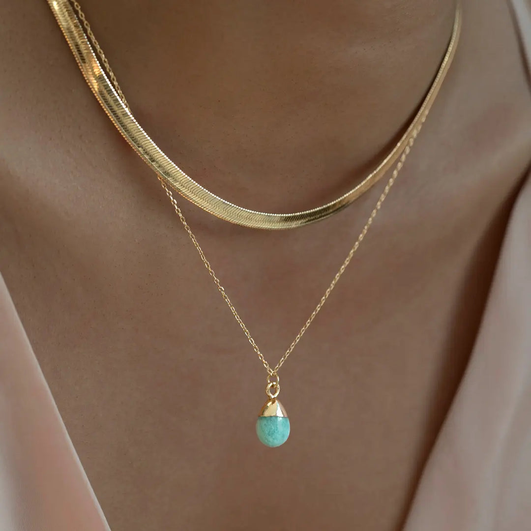 Gold Dipped Amazonite Necklace