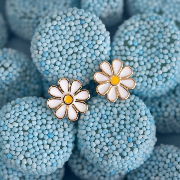 Enamel Daisy Stud Earrings