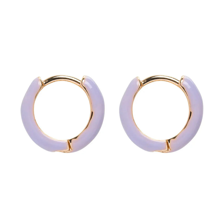 Purple Enamel Hoop Earring