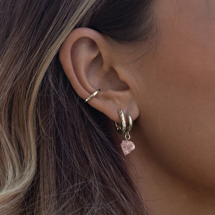 Semi Precious Hoop Earrings, Silver