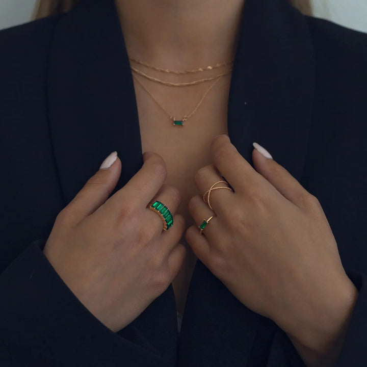 Ring with Crystal - Green