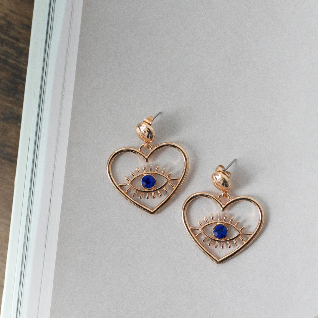 Suzy - Evil Eye Heart Stud Earrings