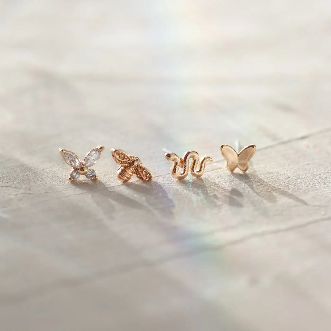 Leah - White Crystal Butterfly Stud Earrings