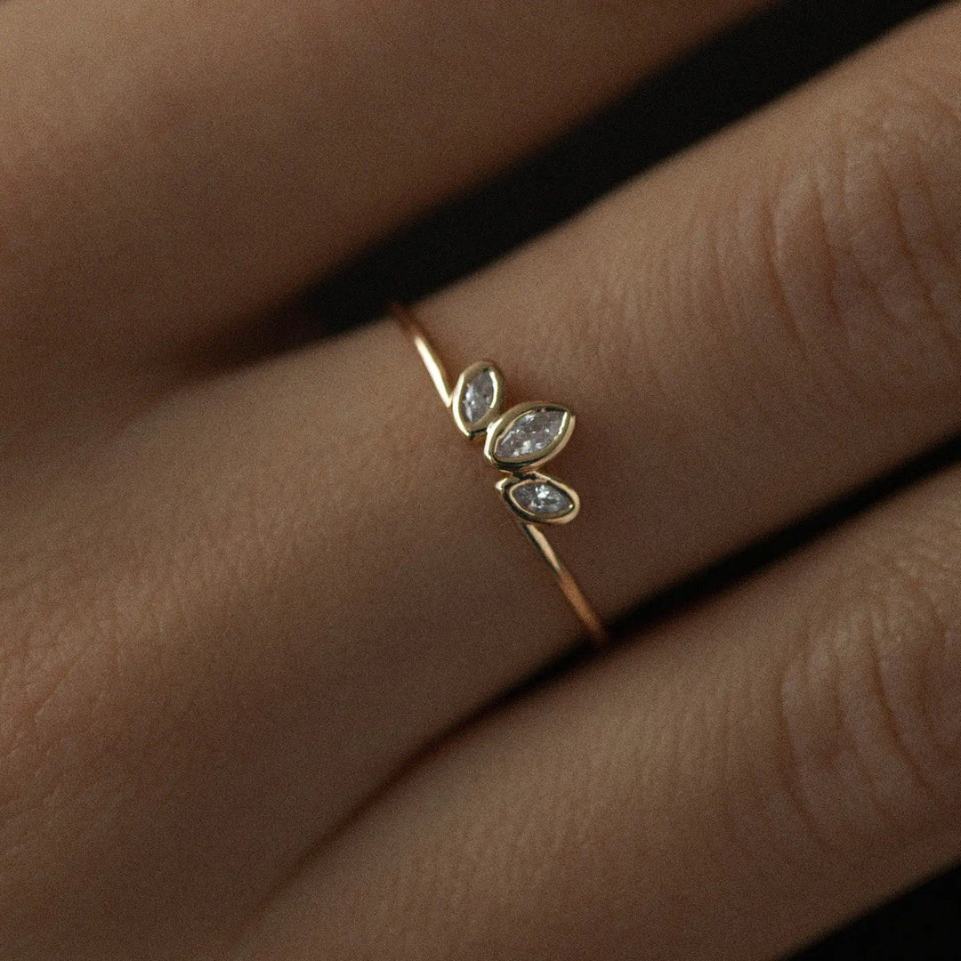 Leah - White Crystal Lotus Ring